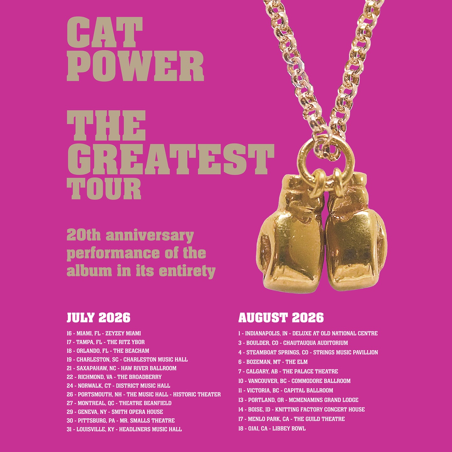 Cat Power The Greatest 20th Anniversary Tour Poster 2026